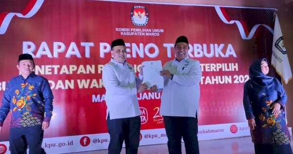 Chaidir Syam – Muetazim Mansyur Resmi Ditetapkan Sebagai Bupati dan Wakil Bupati Terpilih Oleh KPU Maros