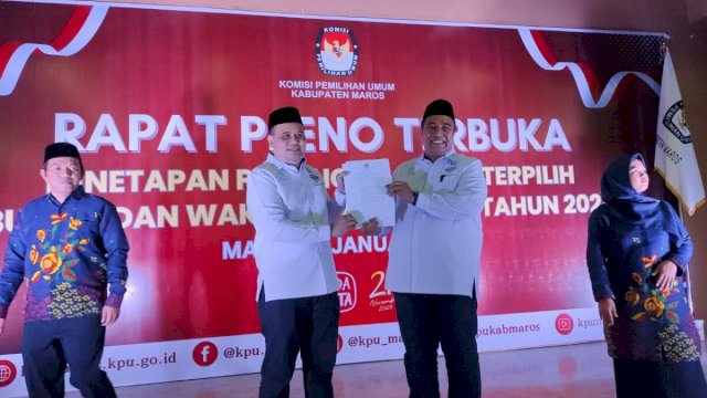 Chaidir Syam &ndash; Muetazim Mansyur Resmi Ditetapkan Sebagai Bupati dan Wakil Bupati Terpilih Oleh KPU Maros