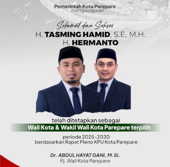 Pj Wali Kota Parepare Ucapkan Selamat Atas Penetapan Wali Kota dan Wawali Terpilih