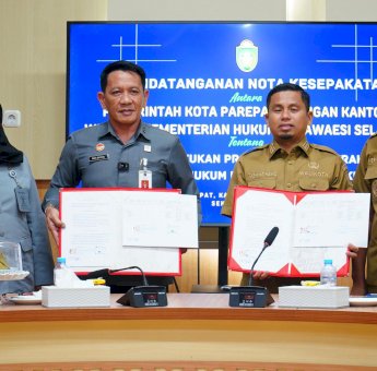 Kemenkumham Sulsel dan Pemkot Parepare Teken MoU Penguatan Pembangunan Hukum Daerah