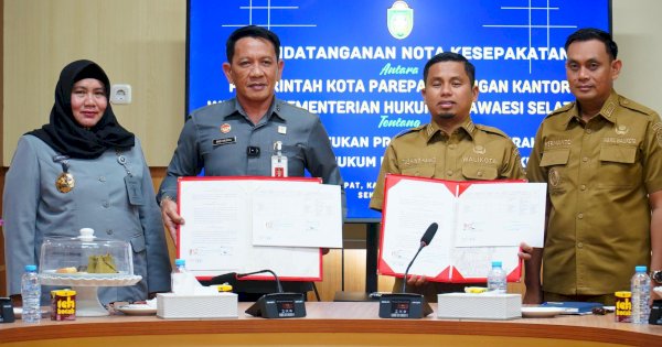 Kemenkumham Sulsel dan Pemkot Parepare Teken MoU Penguatan Pembangunan Hukum Daerah