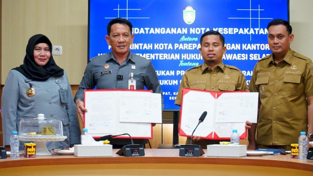 Kemenkumham Sulsel dan Pemkot Parepare Teken MoU Penguatan Pembangunan Hukum Daerah